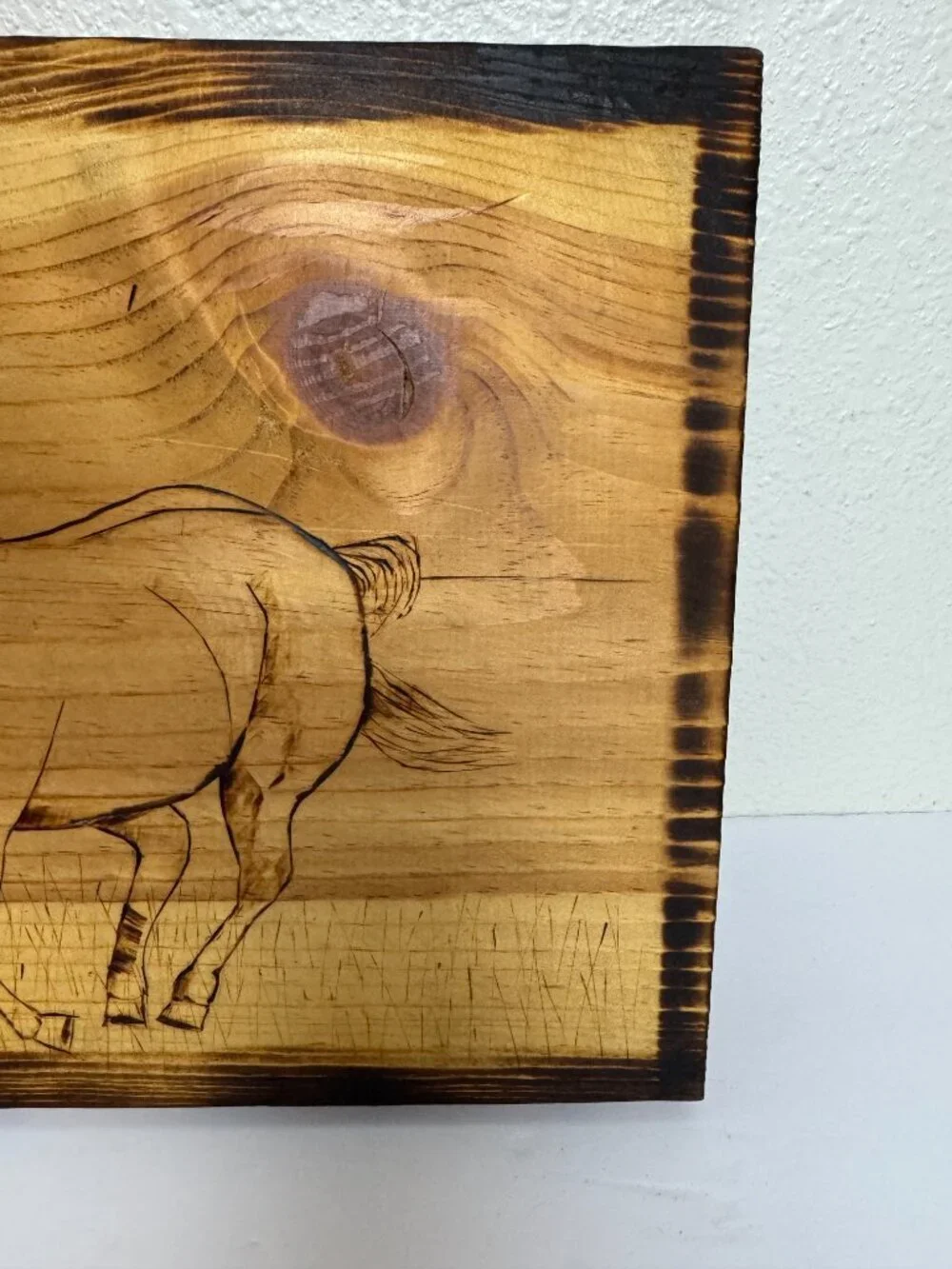 Handmade Rustic Wood Burned Horse Wall Art Plaque Pyrography Western Decor